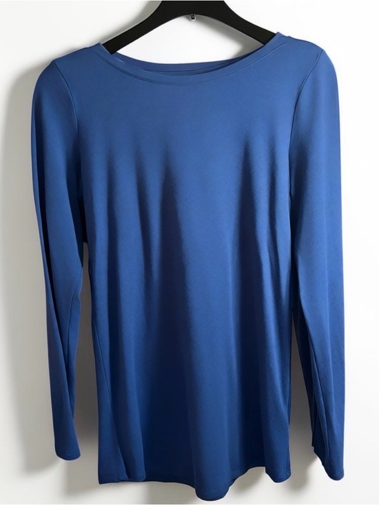 Ricki's Tops - Ricki's High-Stretch Long-Sleeve Crewneck Top in Ocean Blue